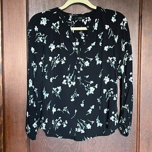 Floral Black and White Women's Top